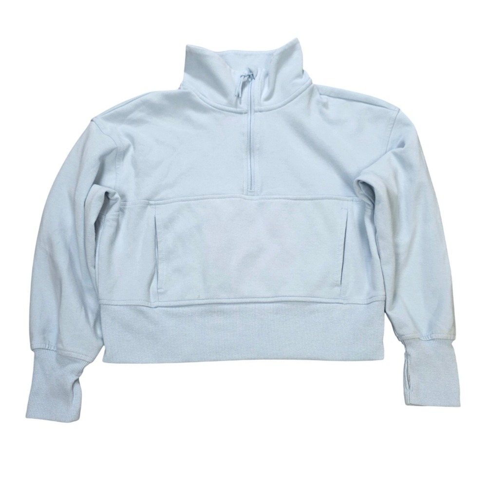 Old Navy Active Dynamic Fleece Quarter Zip Pullover Girl's Size M 8 Blue Cropped